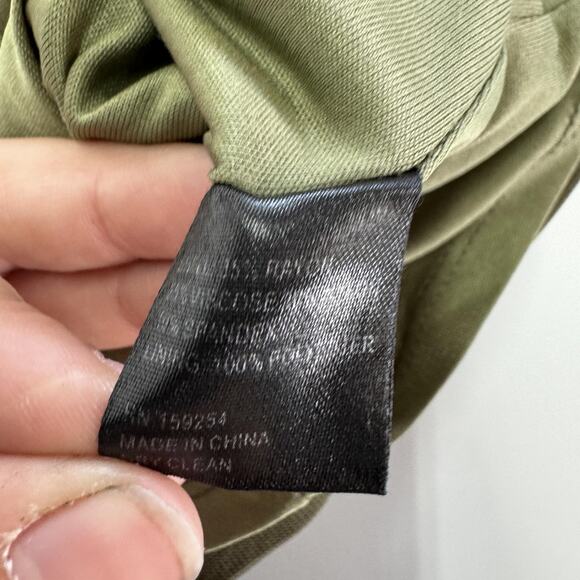 Toccin NY Dress Womens 8 Olive Green Short Sleeve Zip Front Fitted Sheath Career - Picture 6 of 10